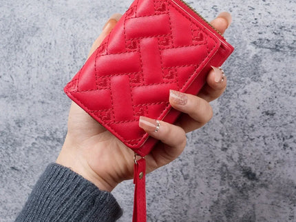 portefeuille rouge coeur brode