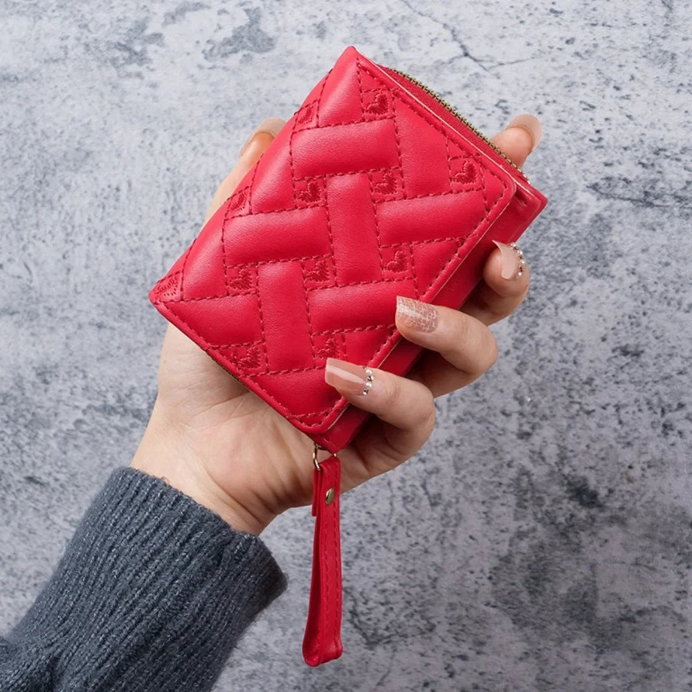portefeuille rouge coeur brode