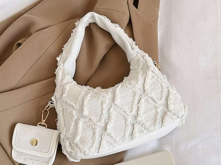 sac a main pose sur affaire style efilochee et brodee avec petite sacoche