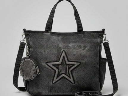 sac cabas en jeans noir pour femme