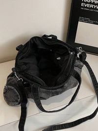 sac cabas en jeans noir pour femme interieur contenance fermeture eclair 