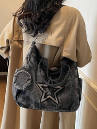 sac cabas en jeans noir pour femme porte de derriere