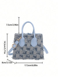 sac carré femme bleu et blanc style moderne