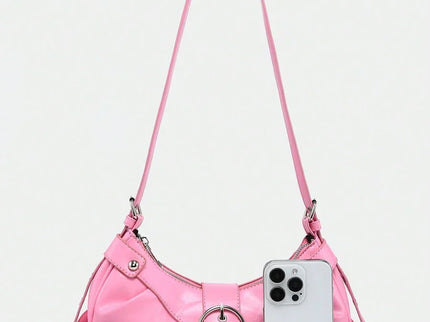 sac en Simili Cuir a bandouliere pour femme rose face telephone