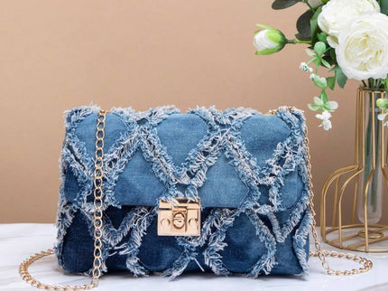 sac à main femme bandoulière chaîne finition denim