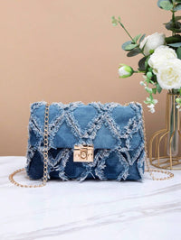 sac à main femme bandoulière chaîne finition denim