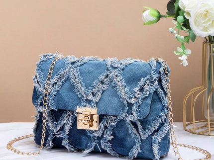 sac à main femme bandoulière chaîne finition denim 2