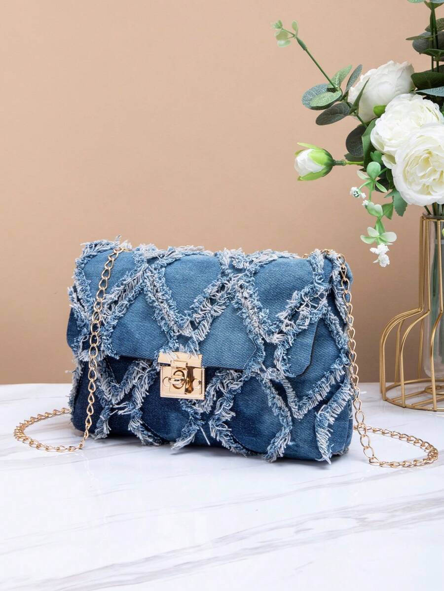 sac à main femme bandoulière chaîne finition denim 2