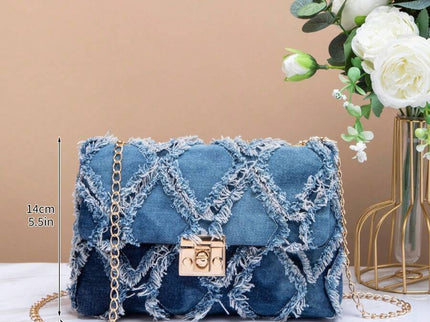 sac à main femme bandoulière chaîne finition denim 3