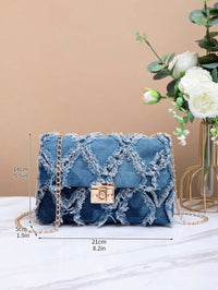 sac à main femme bandoulière chaîne finition denim 3
