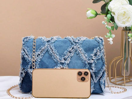 sac à main femme bandoulière chaîne finition denim 4