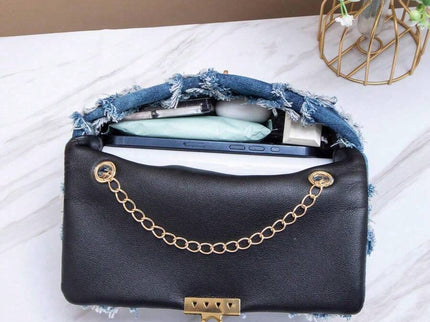 sac à main femme bandoulière chaîne finition denim 5