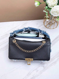 sac à main femme bandoulière chaîne finition denim 5
