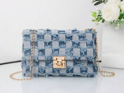 sac à main femme bandoulière chaîne finition denim 6