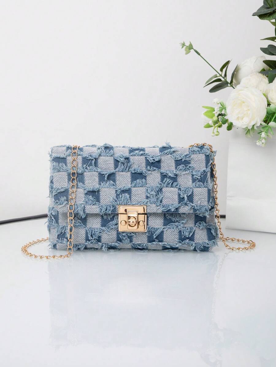 sac à main femme bandoulière chaîne finition denim 6