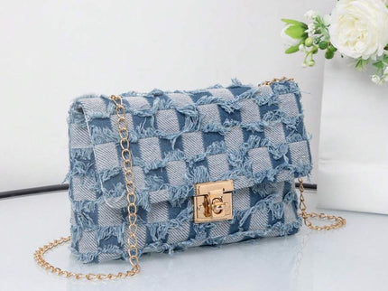 sac à main femme bandoulière chaîne finition denim 7