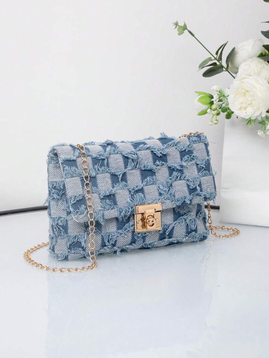 sac à main femme bandoulière chaîne finition denim 7