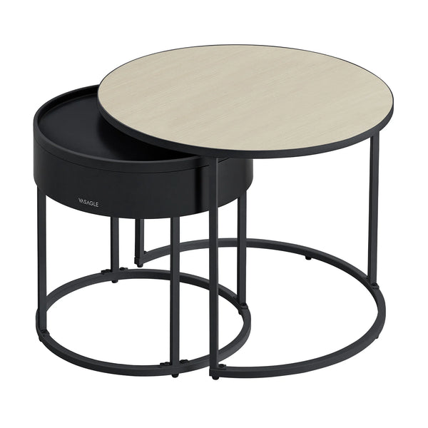 set table basse beige avec rangement dissimulé