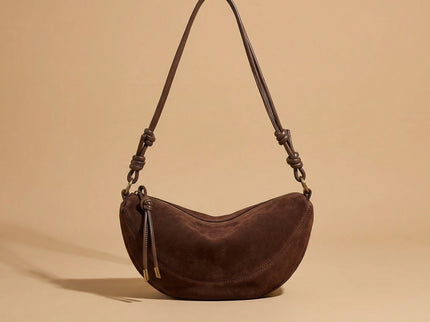 Nélia Faux Suede Half-Moon Shoulder Handbag