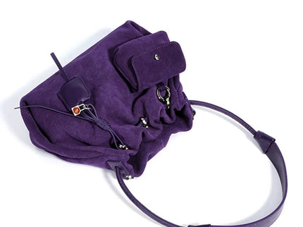 Solène Suede Leather Bucket Shoulder Handbag
