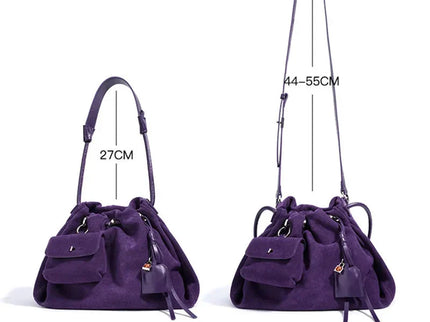 Solène Suede Leather Bucket Shoulder Handbag