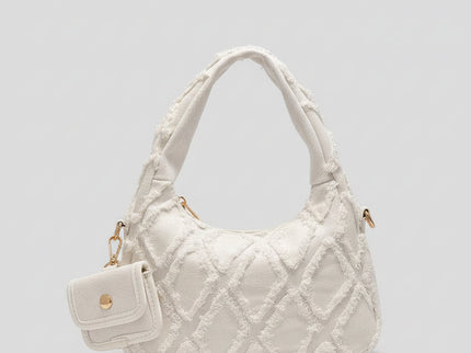 style sac a main blanc brodee style efilochee avec pochette