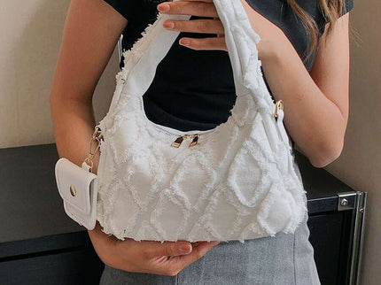 style sac a main blanc brodee style efilochee avec pochette et presentation taille