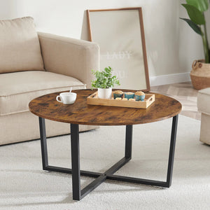 table basse JUIA ronde en bois et métal style industriel