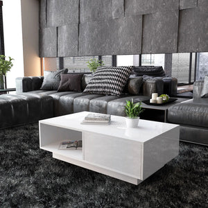 table basse RECA rectangulaire avec finition brillante noire