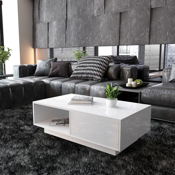 table basse RECA rectangulaire avec finition brillante noire