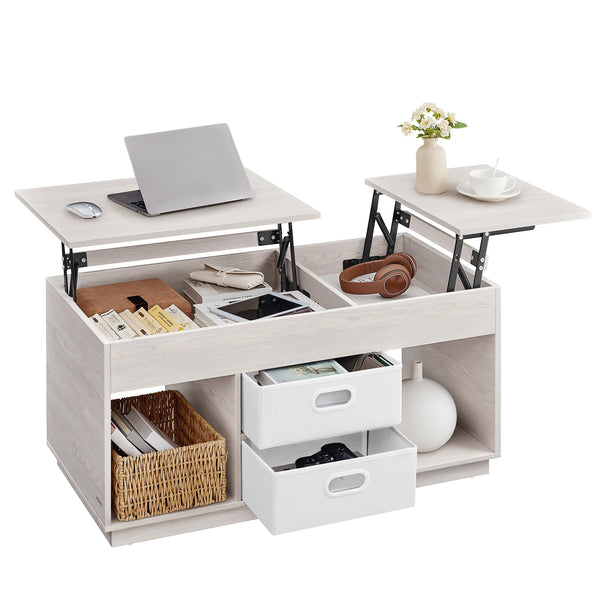table basse en bois beige avec rangement discret et pratique