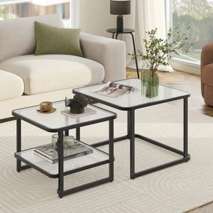 table basse gigogne HUAI en verre givré avec LED intégrée