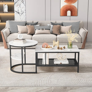 table basse ronde et rectangulaire noire pour salon contemporain

