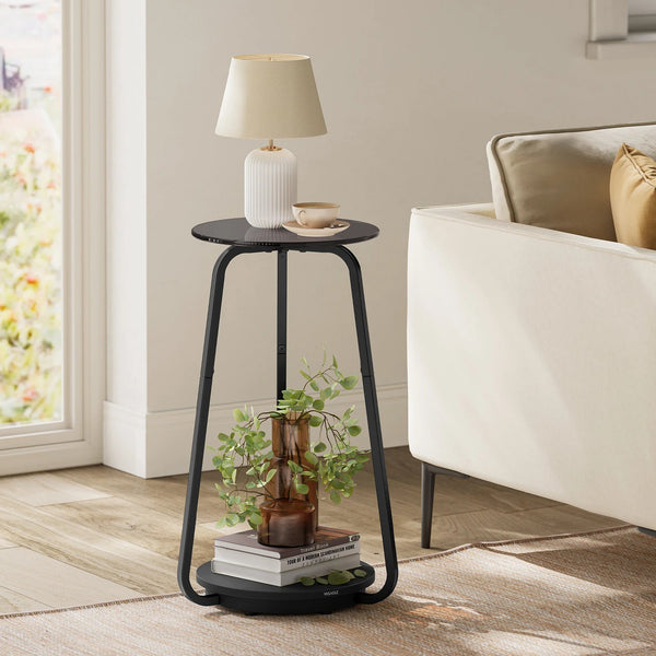 table de chevet AUEL ronde avec plateau en verre