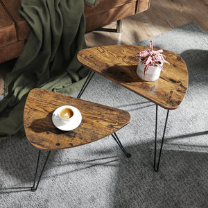 tables basses gigognes LOSA avec plateau bois foncé et cadre métallique