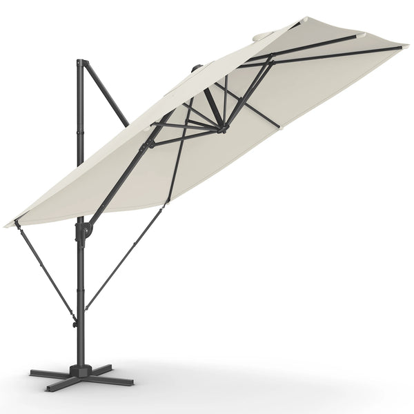 vue produit du parasol déporté sur fond blanc avec structure acier